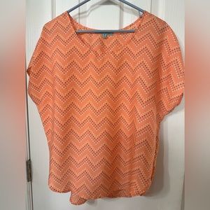 Coral/orange polka dot blouse